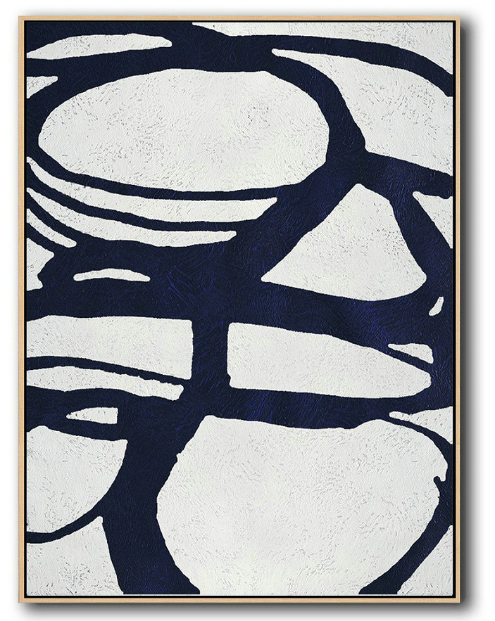 Pop Art Canvas,Buy Hand Painted Navy Blue Abstract Painting Online,Large Abstract Wall Art